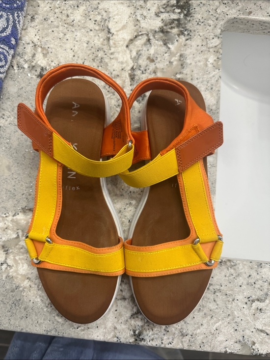 Anne Klein Shoes - Anne Klein Yellow and Orange Strappy Sandal